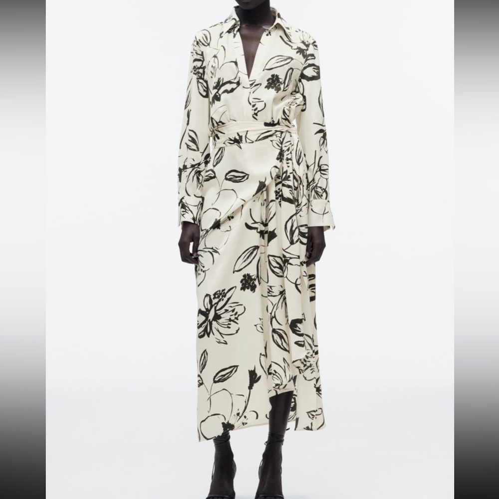 Zara printed shirt dress size M
